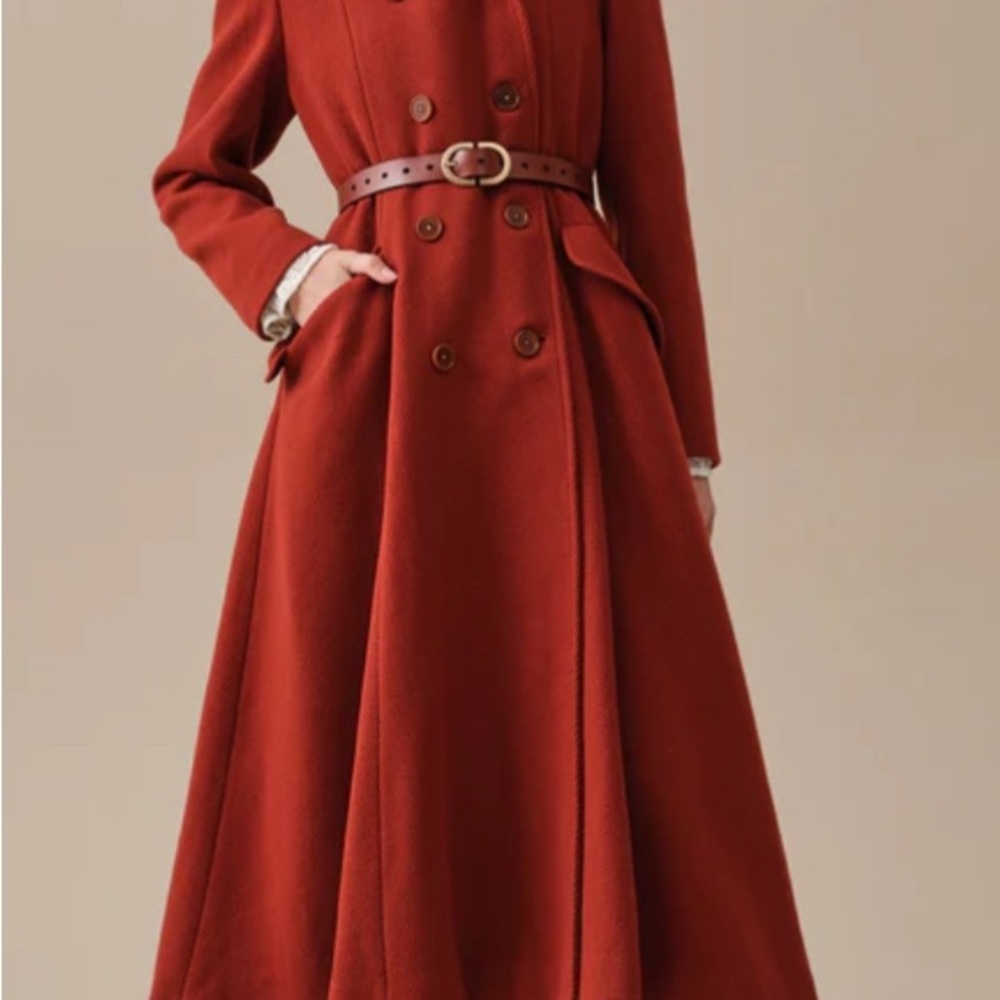 Chic Rust Double-Breasted Women's Coat SOLD!